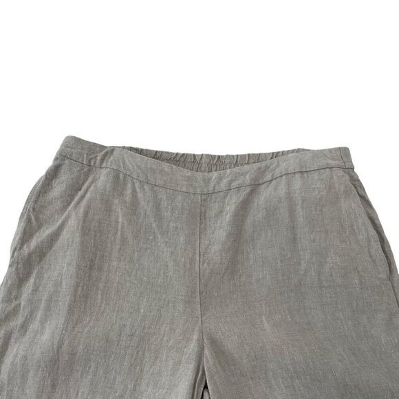 CHICO'S 100% Linen Ladder Trim Cropped Pull-On Pants Neutral Oatmeal size 16 - Picture 2 of 6